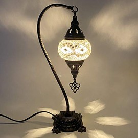 Turkish Mosaic Camel Neck Lamp - 8.5"x16.25" - DB1 - White