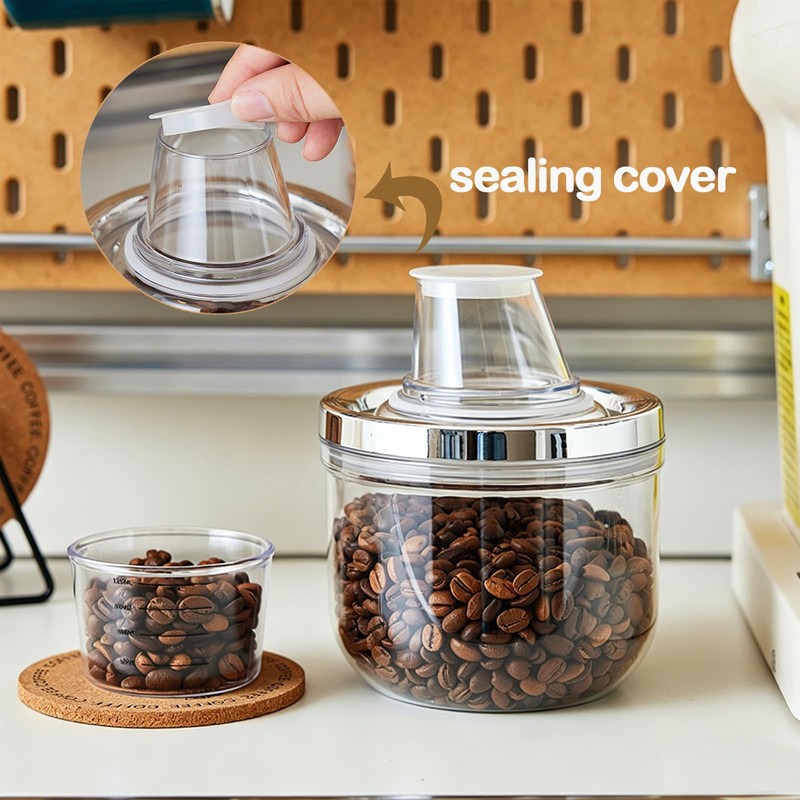 CINPIUK 2 Pack Clear Coffee Canister with Lid & Measuring