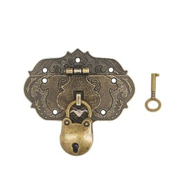 QLEUIFT 1 x Hasp Vintage Antique Clasps, Bronze Iron Design, Furniture Clasps, Fittings for Padlock Locks on Chests Boxes Sliders Classicism