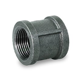 SUPPLY GIANT CNDQM112 Straight Malleable Iron Coupling With Black Coating And With Banded Ends, 1-1/2