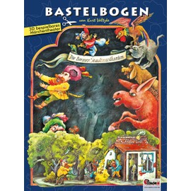 Die Bremer Stadtmusikanten Bastelbogen Märchen für Kinder ab 6+ Jahre Räuberhaus zum Ausschneiden und Basteln aus Papier Papiermodelle zum Spielen