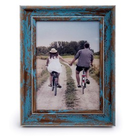 Truu Design, Decorative Distressed Weathered Wooden Look Picture Frame, 5 x 7 inches, Blue