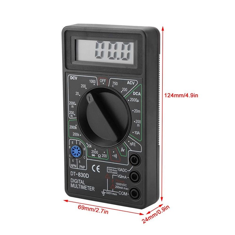 DT830D Mini Digital LCD Display Multimeter, Summer Voltmeter, Ammeter, Ohmmeter,