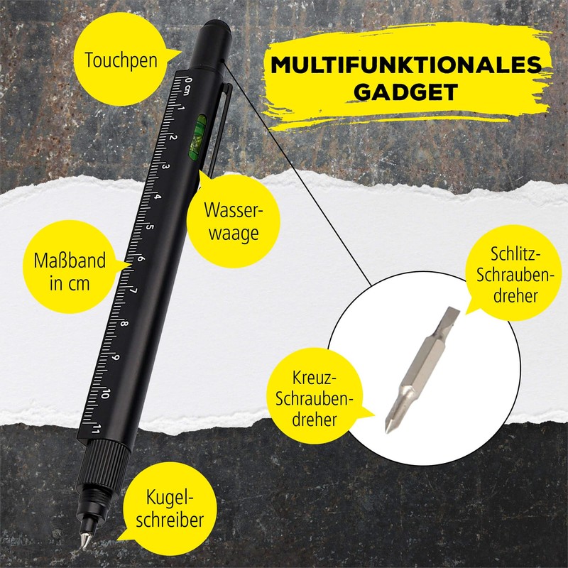 Online Men's Gift Pen 6-in-1 Black I Multitool Pen with