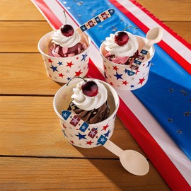 Fun Express Patriotic Star Ice Cream Cups with Spoons – 12 Ct.
