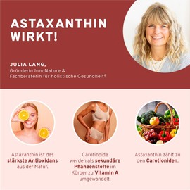 InnoNature Astaxanthin Capsules | Natural from Algae Haematococcus Pluvialis | 90 Softgel Capsules, 4mg Astaxanthin per Capsule, Vegan and Laboratory Tested