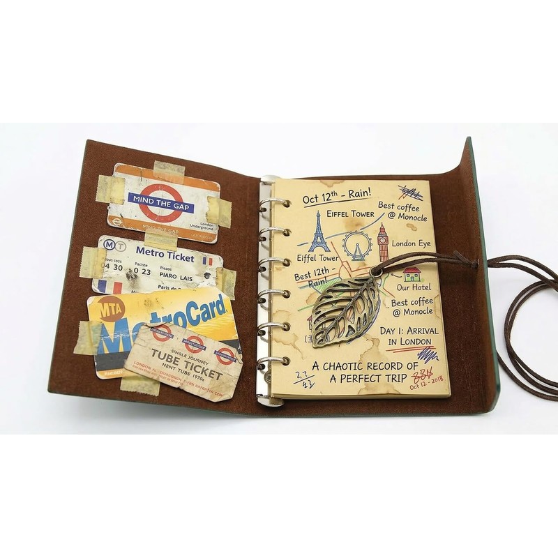 EvZ 5 Inch Mini Vintage Leather Journal, Pocket Size Refillable