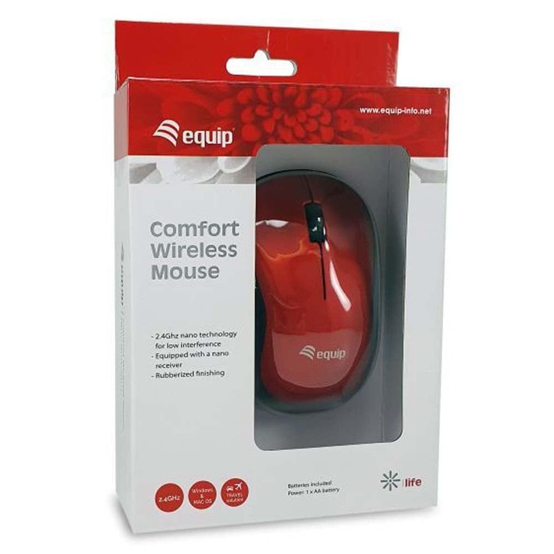 Equip 245113 Wireless Optical Mouse Mini Red