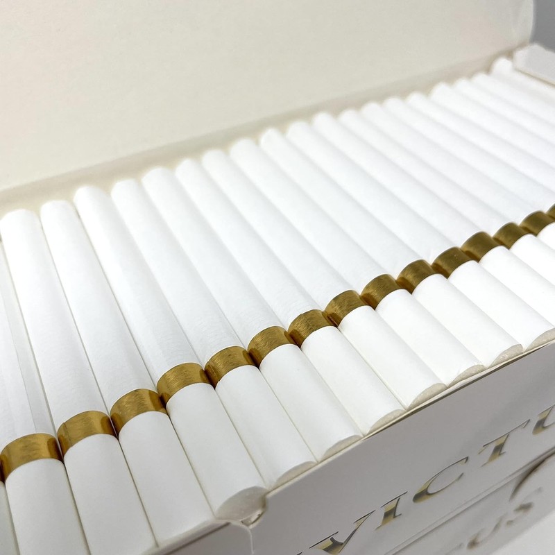 White Empty Regular 20mm Filter Tubes with Golden Ring -