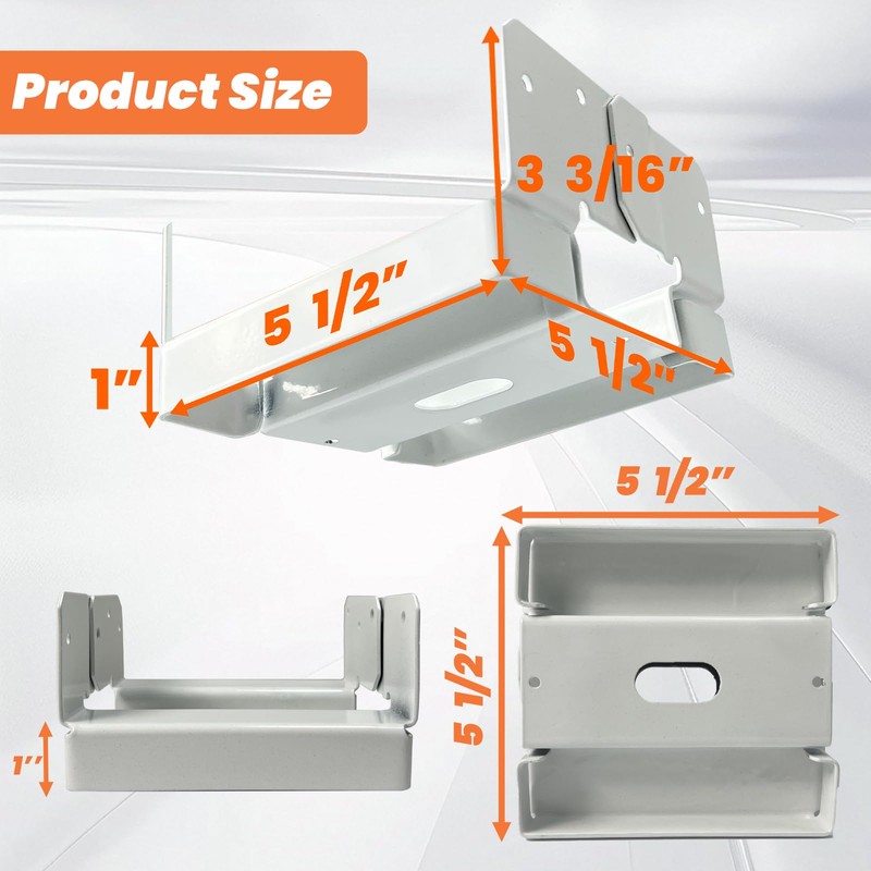 1PCS 6x6 Post Base for Concrete Heavy Duty White E-Coated