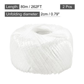 MECCANIXITY Polyester Nylon Plastic Rope Twine Household Bundled,20MM Width,Total 160m/525FT Length Plastic Rope for Packing Gardening Craft,Pack of 2(White)