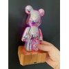 Wireless Crystal Bear Night Light 3D Glass Bedside Lamp Colorful