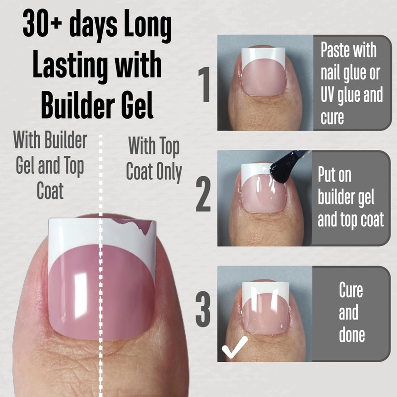 MUTIOVO French Tip Toe Nail Tips Press on, Sharp Square