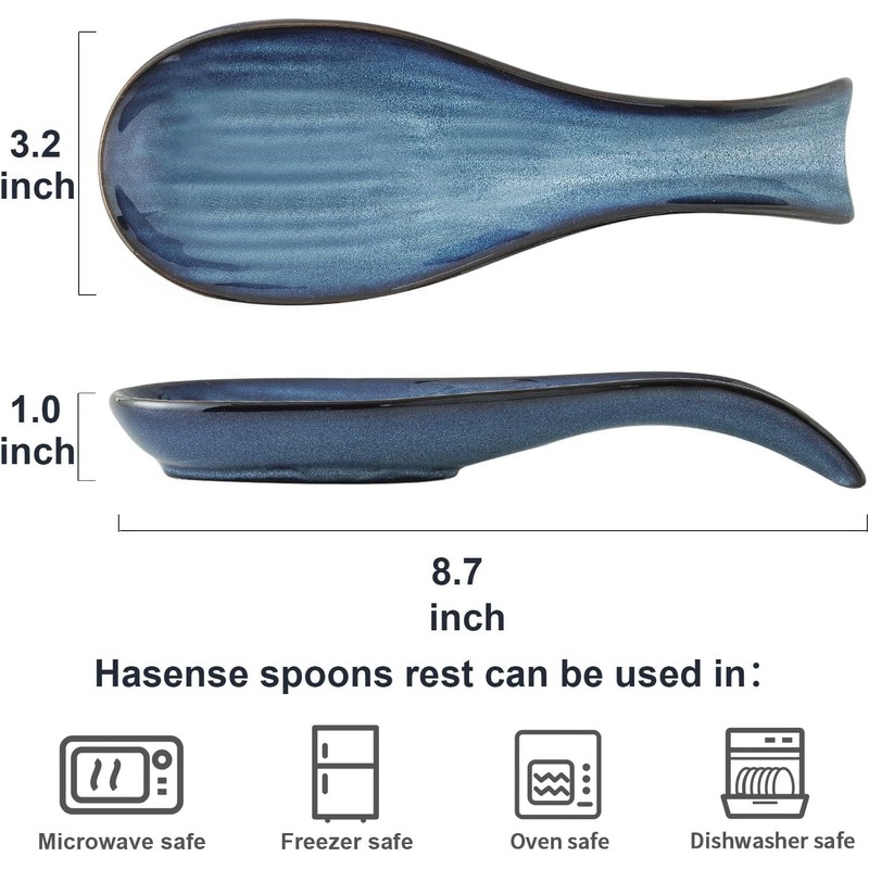 Tikooere Ceramic Spoon Rest for Stove Top,Large 8.7 Inch Spoon