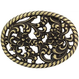 BELTINGER Belt Buckle Flower 4.0 cm | Buckle Interchangeable Buckle Belt Buckle 40 mm Solid | Interchangeable Belt up to 4 cm, Old Brass