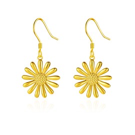 Daisy Dangle Hook Earrings 925 Sterling Silver Daisy Leverback Earrings Jewelry Gift for Women