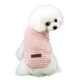 Kingsie Dog Clothes, T-Shirt, Summer, Dog Clothes, Cute, Striped, Vest, Dog Wear, Small and Medium Dogs, Cats, Pet Clothes, Spring, Summer, Autumn, Outings, Walks, (M, Pink)