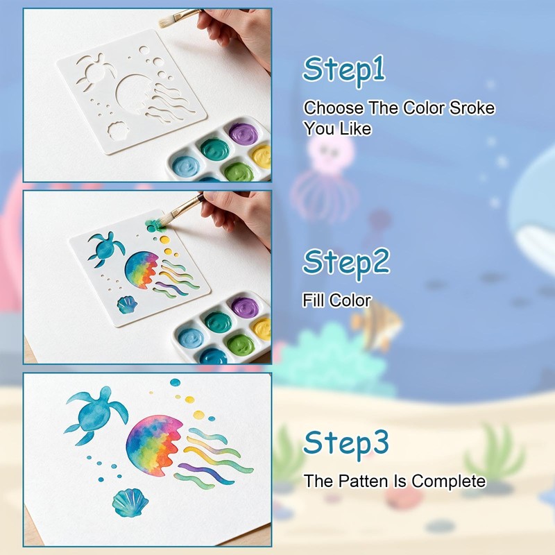 32 Sea Creature Animal Art Stencils, 10 X 10 cm