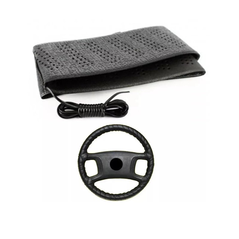 Lace Up Steering Wheel Cover Car Van PU Leather Soft