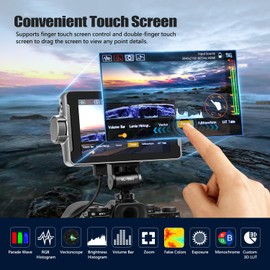 VILTROX DC-550 Touch Screen Camera DSLR Field Monitor 4K HDMI 5.5 Inch Camera Monitor with Battery/Sunshade Hood, 1200 Nits, 3D LUT, Focus Assist, Waveform, False Colors