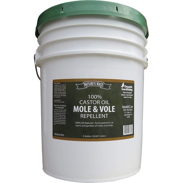 Nature’s MACE Mole & Vole Repellent 5 Gallon Castor Oil Concentrate / Covers up to 100,000 Sq. Ft. / Keep Moles and Voles Out of Your Lawn and Garden / Safe to use Around Home & Plants Guaranteed
