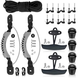 Kayak Carry Handles Kayak Accessory Kayak Scupper Plug kayak handles replacement and T-Handle with 8 Feet Bungee Cord Tri-Grip Rivet Pad Eyes Kit Kayak Parts for Lifetime,Ocean,Emotion Canoe Boat