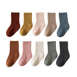 AOIREMON Boys Girls Socks,10 Pairs Soft Cotton Crew Socks For 0-12 Years Old Boys Girls Kids Breathable Infant Ankle Socks For Baby Boy Girl