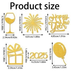 100Pcs 2025 New Years Confetti, New Years Eve Confetti, Happy New Year Decorations, 2025 New Years Eve Decorations, Gold Glitter Confetti for Home New Year Party Photography Props Decorations