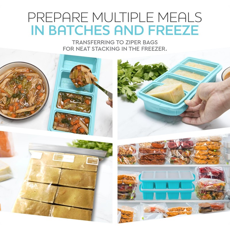 XOMOO Silicone Freezer Tray With Lid - Soup Freezer Container