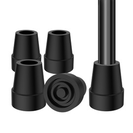 supregear Tappi in Gomma per Stampelle, 4 Pezzi - Tappi in Gomma 22 mm Heavy Duty, Piedini di Ricambio Resistenti per Stampelle, Canne e Bastoni, Antiscivolo e Resistenti, Nero