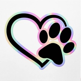 Holographic Decal Stickers Of Paw Heart Premium Waterproof Vinyl Decal Stickers For Laptop Phone Accessory Helmet Car Window Mug Tuber Cup Door Wall Decoration ANDVER3f39171HO110422