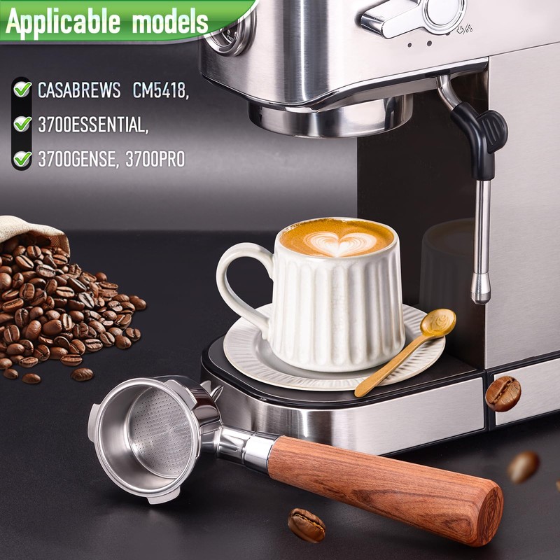 51mm Portafilter for CASABREWS 3700/CM5418, Dual Spout Espresso Handle with