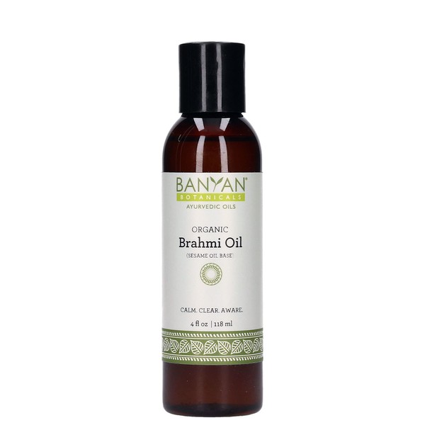 Banyan Botanicals Brahmi Oil with Sesame Base - USDA Certified Organic - Ayurvedic Skin & Hair Oil with Gotu Kola & Bacopa - Calms The Mind