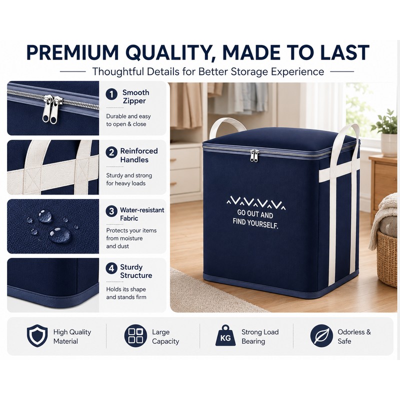 2 Pack Large Non-Woven Fabric Clothes Storage Bag Organizer with
