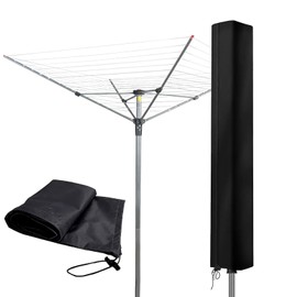 Premium Rotary Airer Protective Cover for All Models, Cover for Leifheit Rotary Airer with Zip, Extremely Tear-Resistant and Weatherproof Protective Cover, 420D Waterproof and UV-Resistant (160 x 15 x