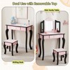 Kids Vanity Table & Stool Set, Girls Vanity Set with