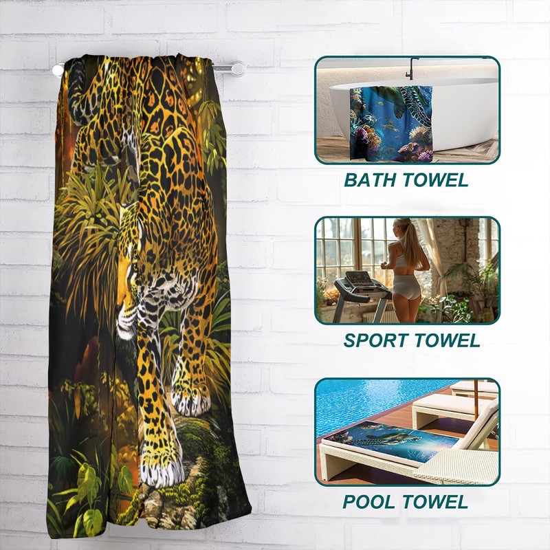 Violetpos Bath Towel Jungle Golden Cheetah 70 cm x 140