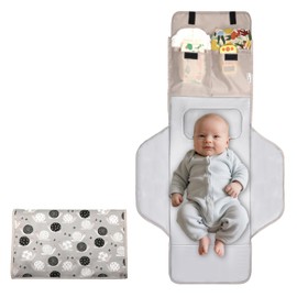 Cambiador de pañales portátil extra largo, grande, ligero, con bolsillos de almacenamiento, Swan impermeable, plegable, cambiador de viaje, fácil de usar, reutilizable, para coche, bolsa de pañales