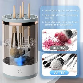 FHskFH Electric Makeup Brush Cleaner, Automatic Electric Makeup Brush Cleaner,Fits all size makeup brushes,Great gift for wife, girlfriend, White