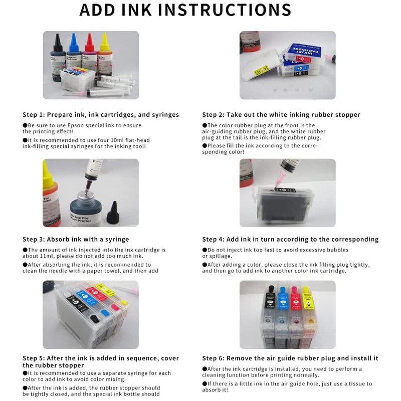 QUTHZZHY Sublimation Ink Cartridges, Empty Refillable Ink Cartridges Compatible with