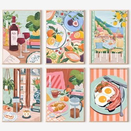 JATOK Paint by Numbers for Adults, Paint by Numbers, DIY Dining Table with Brushes and Acrylic Paints, Hand Painted Oil Painting Canvas for Home Decor, Without Frame, 25 x 35 cm, Pack of 6