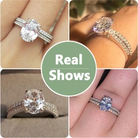 Newshe Solitaire Engagement Rings for Women Wedding Ring Set Sterling Silver Oval Cz 2.2Ct Size 7