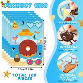 100 Pcs Hawaii Make a Sticker Sheets Pineapple Flamingo Stickers Make Your Own Summer Stickers Beach Stickers for Kids Summer Beach Mix and Match Stickers Tropical Luau Craft Hawaiian Party Favor