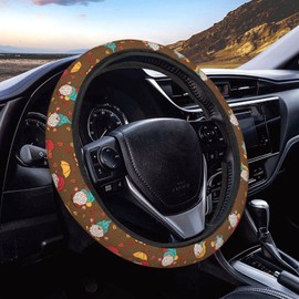Cute Gnomes Car Steering Wheel Cover Auto Steering Wheel Protector Anti-Slip Elasticity and Breathable Car Accessories Universal 15 Inch for Cars SUV Sedan Vans Trucks