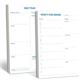 2 Pack Magnetic Planner Pad, What’s for Dinner & Daily Plan, Tear-off Weekly Meal Planning Grocery List Notepad, Family Dinner Menu Shopping List for Fridge, Whiteboard, 52 Sheets per Pad