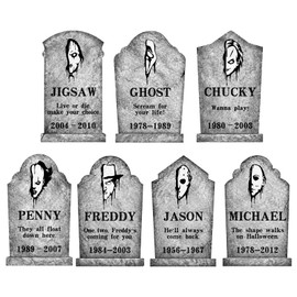 Arosche Halloween Horror Tombstone Plastic Yard Signs 7Pcs with Stakes