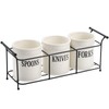 Bekith 3-Piece White Ceramic Silverware Caddy with Black Metal Rack,
