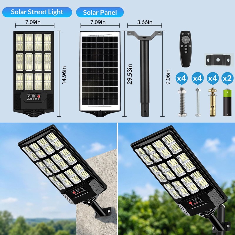 JWT 2 Pack Solar Street Lights Outdoor Waterproof, Commercial Solar