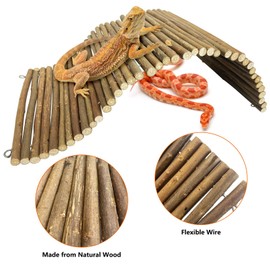 BNOSDM Large Reptile Hide Tortoise Hideout Bearded Dragon Wooden Bridge Snake Climbing Tunnel Habitat Decor for Lizards Spiders Gecko Ball Python