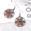 LZD Bohemia Earrings Dangle Drop Emamel Flower Colorful Red Copper